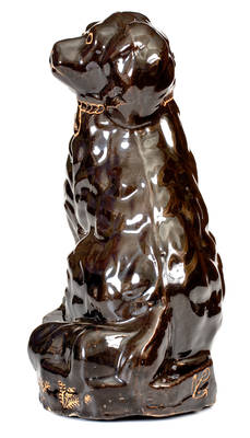 Unusual Midwestern Stoneware Presentation Spaniel Figure, Inscribed 