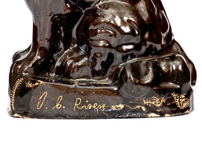 Unusual Midwestern Stoneware Presentation Spaniel Figure, Inscribed 