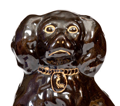 Unusual Midwestern Stoneware Presentation Spaniel Figure, Inscribed 