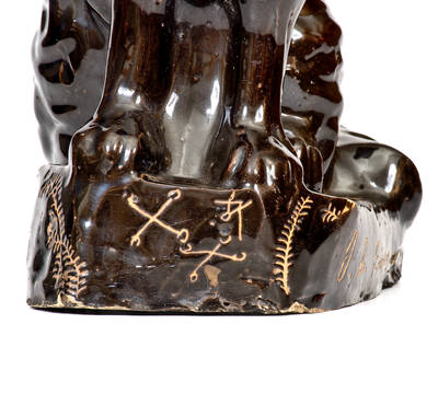 Unusual Midwestern Stoneware Presentation Spaniel Figure, Inscribed 
