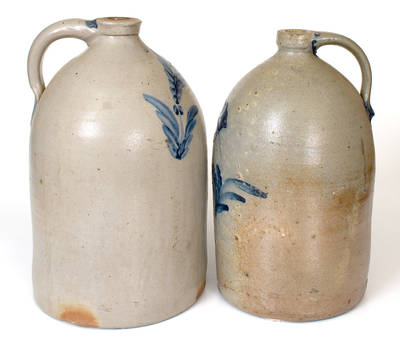 Lot of Two: 2 Gal. Stoneware Jugs with Floral Decoration