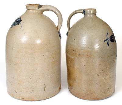 Lot of Two: 2 Gal. Stoneware Jugs with Floral Decoration