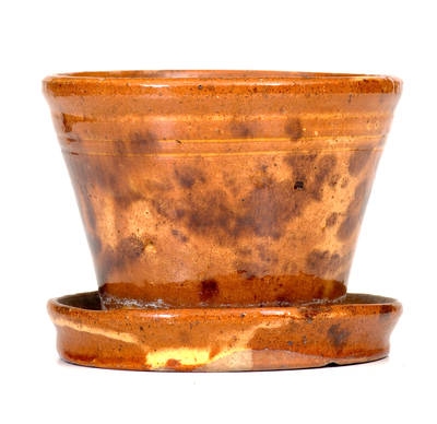 Fine Small-Sized Pennsylvania Redware Flowerpot