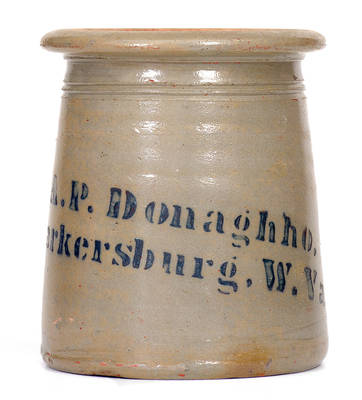 A. P. Donaghho / Parkersburg, W. Va Stoneware Canning Jar
