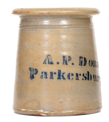 A. P. Donaghho / Parkersburg, W. Va Stoneware Canning Jar