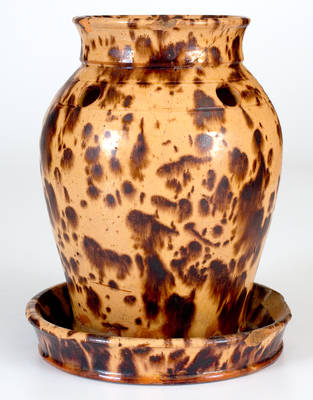 Extremely Rare Redware Bulb Pot, probably William Eby, Conestogo, Ontario, Canada