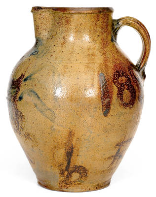 Exceptional 1820 Ohio River Valley Stoneware Pitcher w Brushed Cobalt and Manganese Federal Eagle Design