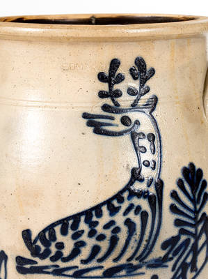 Fine EDMANDS & CO. (Boston, MA) Stoneware Jar w/ Elaborate Slip-Trailed Deer Decoration