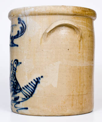 6 Gal. WHITES UTICA Stoneware Crock w/ Elaborate Slip-Trailed Bird Decoration