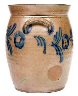 3 Gal. Stoneware Jar att. Henry Remmey, Philadelphia, PA with Floral Decoration