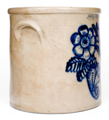 Outstanding JOHN BURGER / ROCHESTER, NY Stoneware Crock w/ Slip-Trailed Cornucopia Decoration