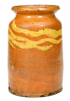 Fine West Hartford, CT Redware Jar with Slip Decoration