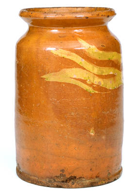 Fine West Hartford, CT Redware Jar with Slip Decoration