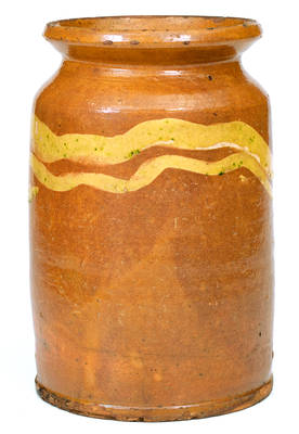 Fine West Hartford, CT Redware Jar with Slip Decoration