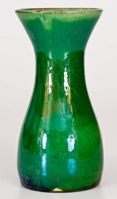 Phenomenal JOHN BELL (Waynesboro, PA) Redware Vase w/ Vibrant Green Copper Glaze