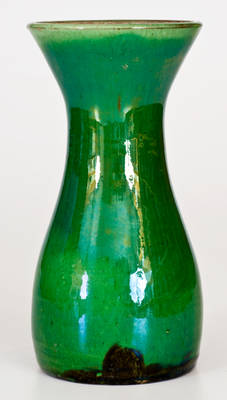 Phenomenal JOHN BELL (Waynesboro, PA) Redware Vase w/ Vibrant Green Copper Glaze