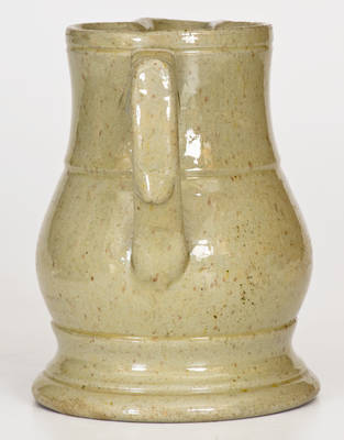 Extremely Rare Small-Sized John Bell Stoneware Pitcher w/ Celadon Glaze, Incised "S + S" for Stauffer and Shank