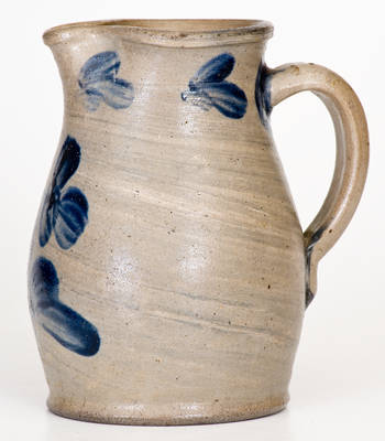 Small-Sized Baltimore Stoneware Pitcher w/ Cobalt Clover Decoration and Impressed Star
