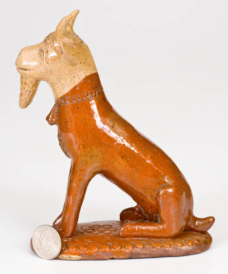 Exceptional Large-Sized Pennsylvania Redware Hand-Modeled Goat Figure