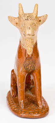 Exceptional Large-Sized Pennsylvania Redware Hand-Modeled Goat Figure