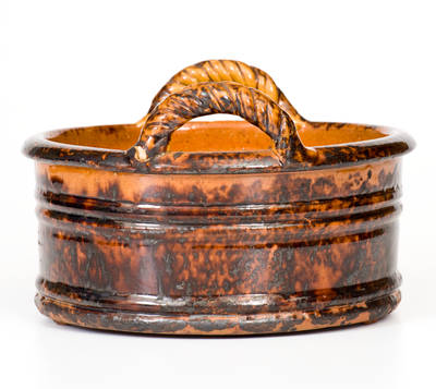 Fine JOHN BELL, Waynesboro, PA Redware Rope-Handled Butter Tub