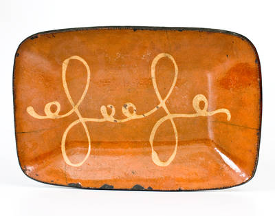 Scarce Huntington, Long Island, Redware Loaf Dish with 