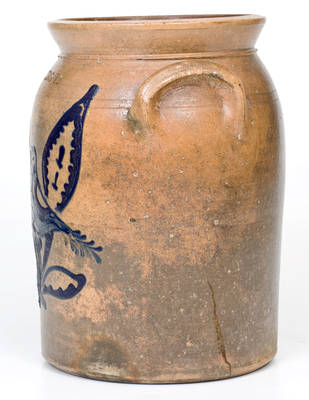 Exceptional HARRISBURG, PA Stoneware Jar w/ Elaborate Slip-Trailed Bird Design, attrib. John Young, 1856-58