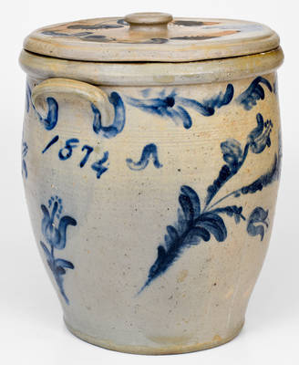 Important JOHN BELL / WAYNESBORO Stoneware Jar Made for Annie Bell by Husband Victor Conrad Bell