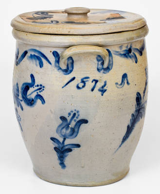 Important JOHN BELL / WAYNESBORO Stoneware Jar Made for Annie Bell by Husband Victor Conrad Bell