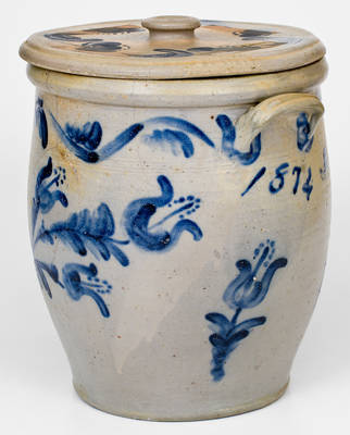 Important JOHN BELL / WAYNESBORO Stoneware Jar Made for Annie Bell by Husband Victor Conrad Bell