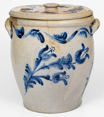 Important JOHN BELL / WAYNESBORO Stoneware Jar Made for Annie Bell by Husband Victor Conrad Bell