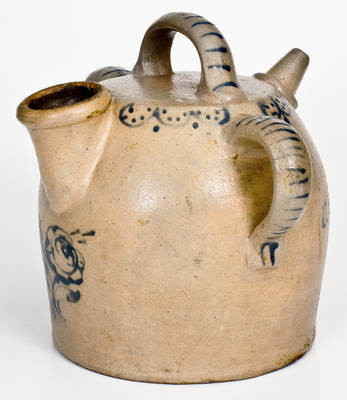 Extremely Rare Ohio Stoneware Harvest Jug with Open Handles, 