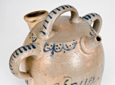 Extremely Rare Ohio Stoneware Harvest Jug with Open Handles, 