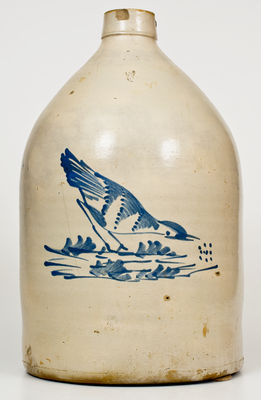 Scarce 5. Gal. Chicken-Pecking-Corn Jug attrib. Fulper, Flemington, New Jersey