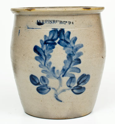 Unusual HARRISBURG, PA Stoneware Jar by William Moyer, Harrisburg, PA, circa 1856-1861