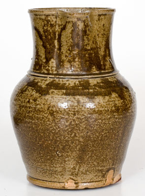 Small-Sized Alkaline-Glazed Stoneware Pitcher, probably W.F. Hahn, Trenton, Edgefield District, SC, circa 1880.