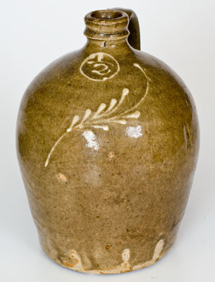 Rare Half-Gallon attrib. Collin Rhodes Stoneware Jug with Kaolin Slip Decoration, Edgefield District, SC