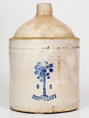 Rare Stoneware South Carolina Dispensary Jug,  late 19th or early 20th century.