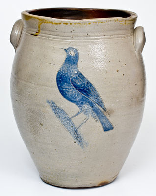 Fine Stoneware Jar w/ Incised Bird and Floral Decoration, attrib. William Capron, Albany, NY, c1800-1805