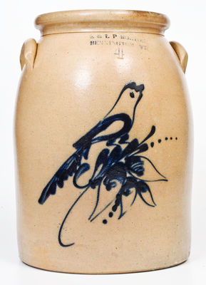 4 Gal. E. & L. P. NORTON / BENNINGTON, VT Stoneware Jar with Bold Bird Decoration