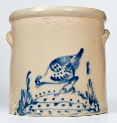 4 Gal. BRADY & RYAN / ELLENVILLE, NY Stoneware Crock w/ Pecking Chicken Decoration