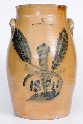 Scarce E. S. FOX / ATHENS Stoneware Churn Dated 