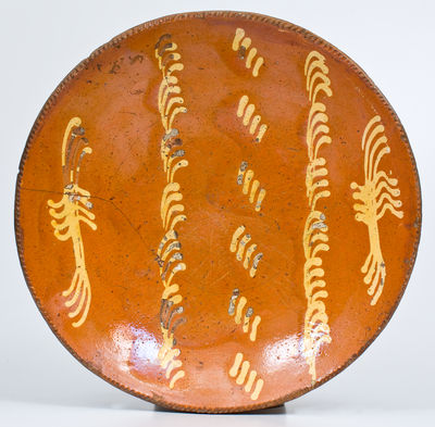 Oversized Slip-Decorated Philadelphia Redware Charger