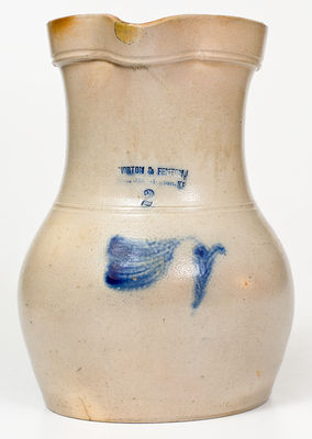 Scarce NORTON & FENTON / EAST BENNINGTON, VT Stoneware Pitcher w/ Cobalt Decoration