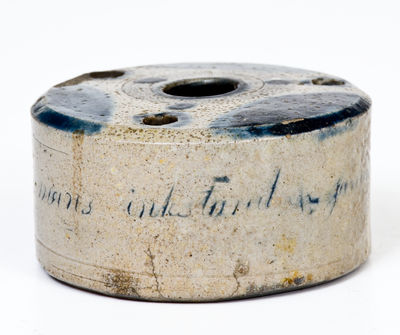 Unusual Decorated Stoneware Inkwell with Incised 