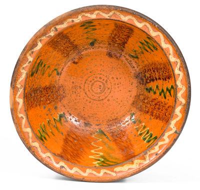Pennsylvania Redware Bowl w/ Three-Color Slip Decoration
