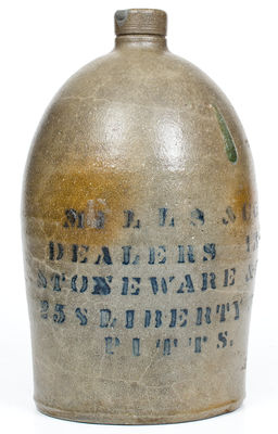 Rare Western PA DEALERS IN STONEWARE & C. / PITTSBURGH Stenciled Stoneware Advertising Jug