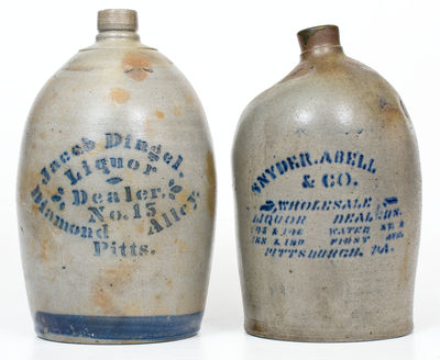 Lot of Two: Western PA Stoneware Jugs w/ Stenciled PITTSBURGH Liquor Dealer Advertising