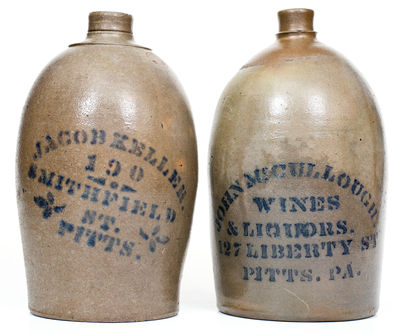 Lot of Two: Western PA Stoneware Jugs w/ PITTSBURGH, PA Advertising