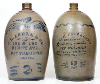 Lot of Two: Western PA Stoneware Jugs with Stenciled PITTSBURGH Advertising
